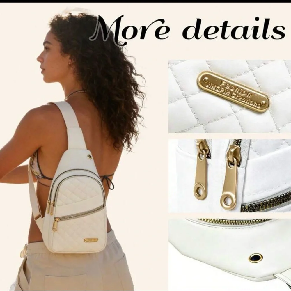 White‎ Quilted Crossbody Bag